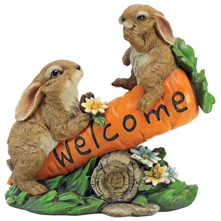 Design Toscano Bunny Bunch Welcome Sign Statue HF317387